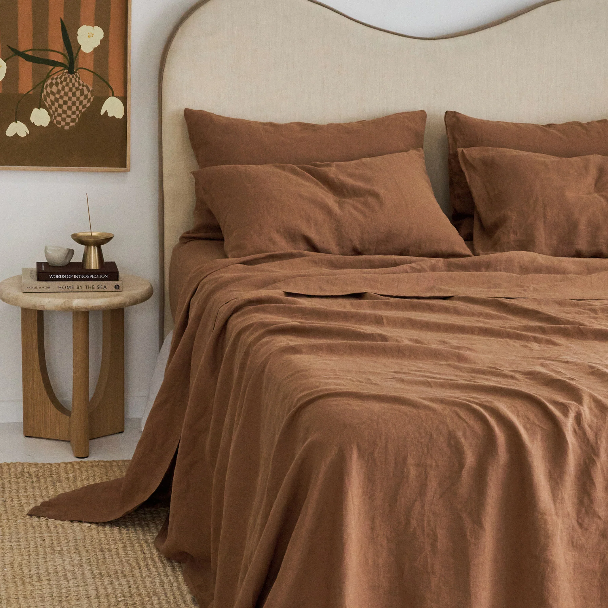 French Flax Linen Sheet Set in Hazelnut - Image 4