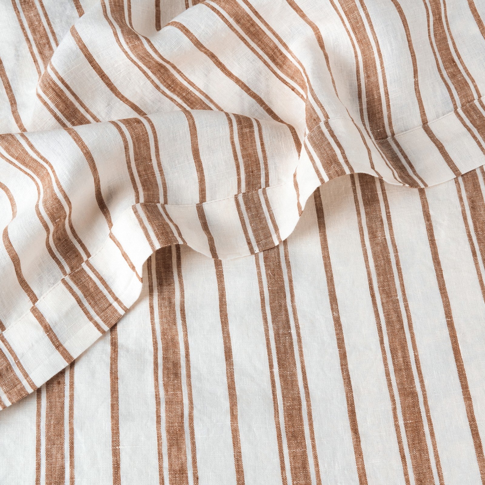 French Flax Linen Sheet Set in Hazelnut Stripe - Image 6
