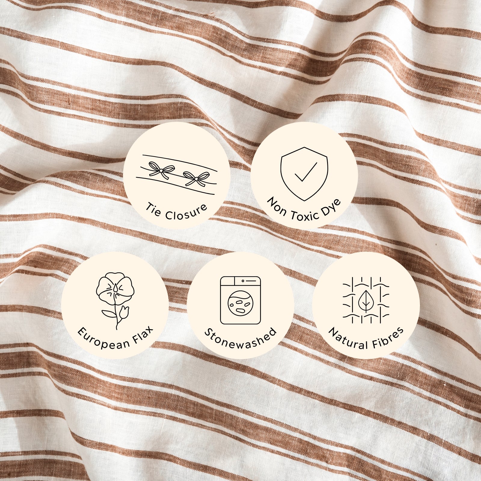 French Flax Linen Sheet Set in Hazelnut Stripe - Image 8