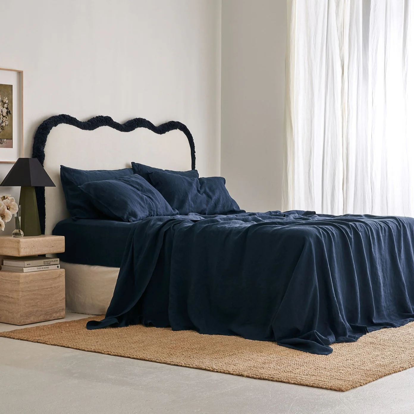 French Flax Linen Sheet Set in Indigo - Image 2