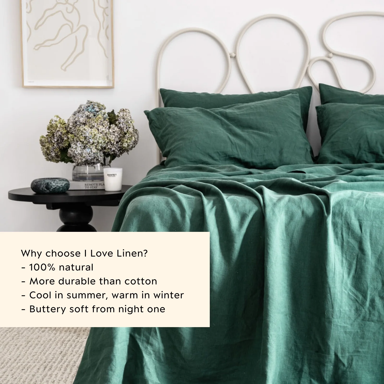 French Flax Linen Sheet Set in Jade - Image 5
