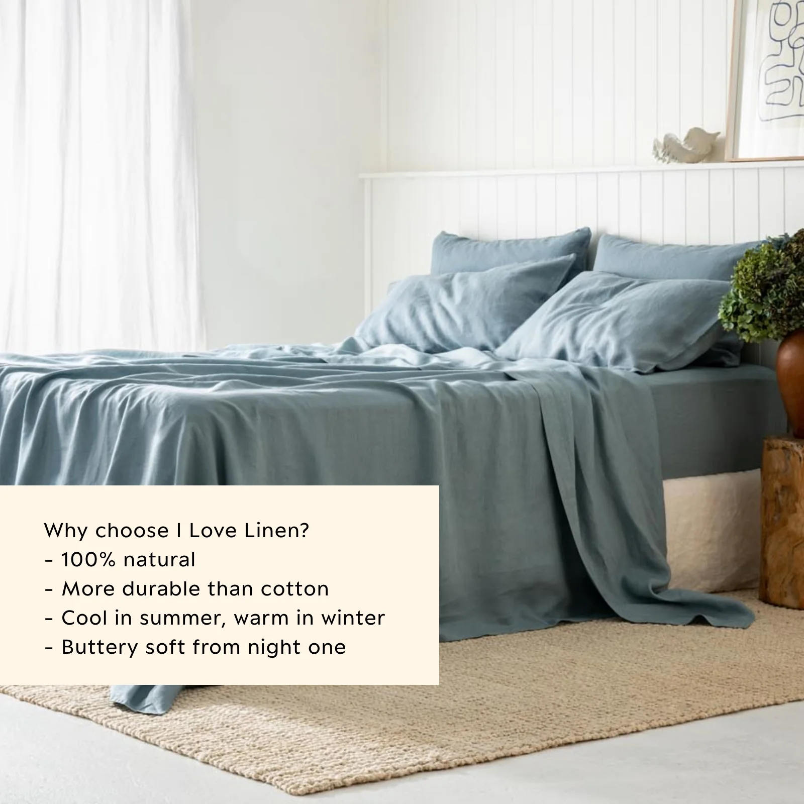 French Flax Linen Sheet Set in Marine Blue - Image 5