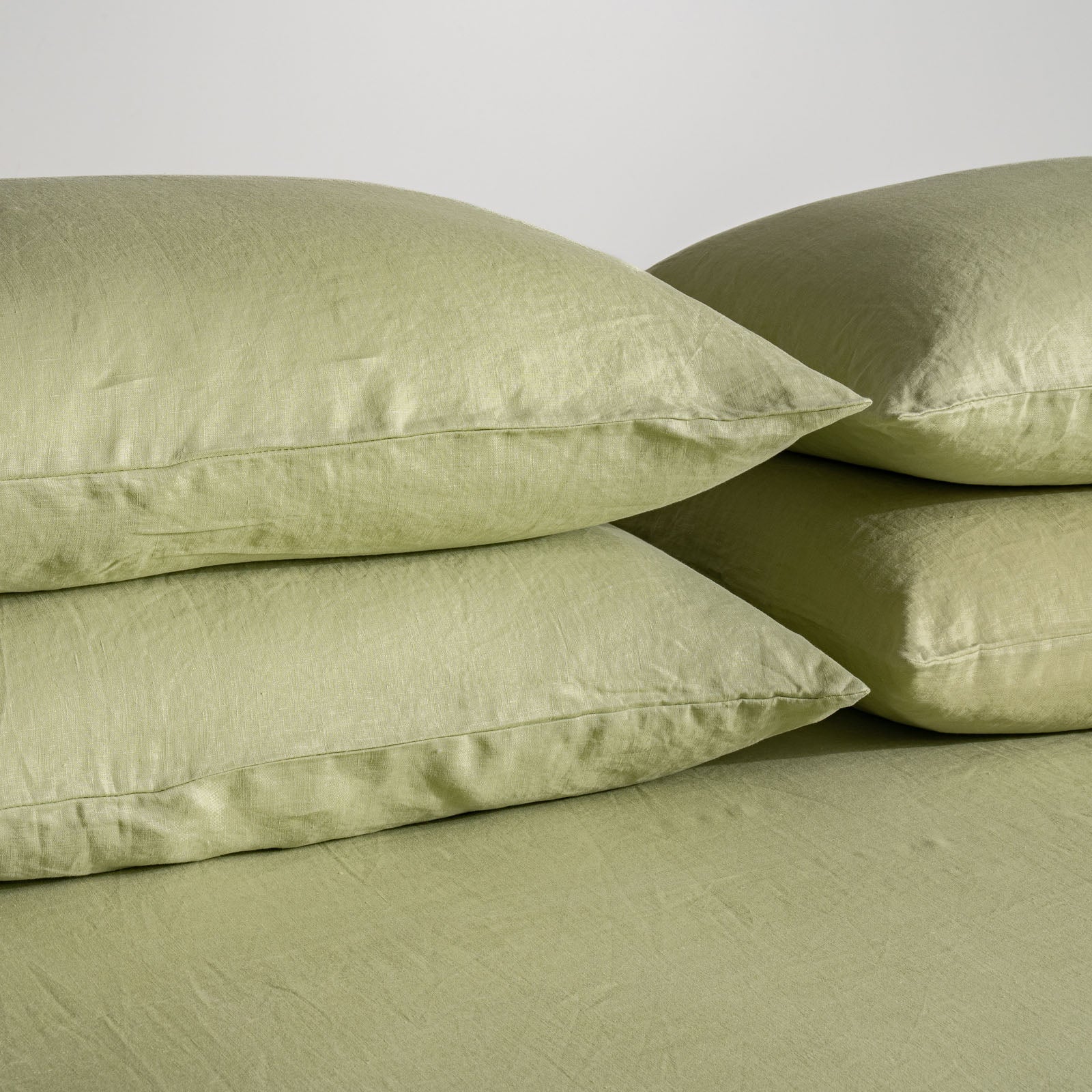French Flax Linen Sheet Set in Matcha - Image 11