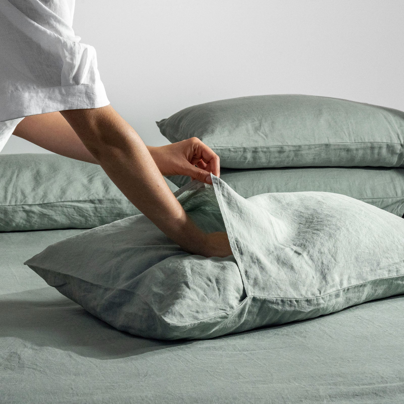 French Flax Linen Sheet Set in Sage - Image 7