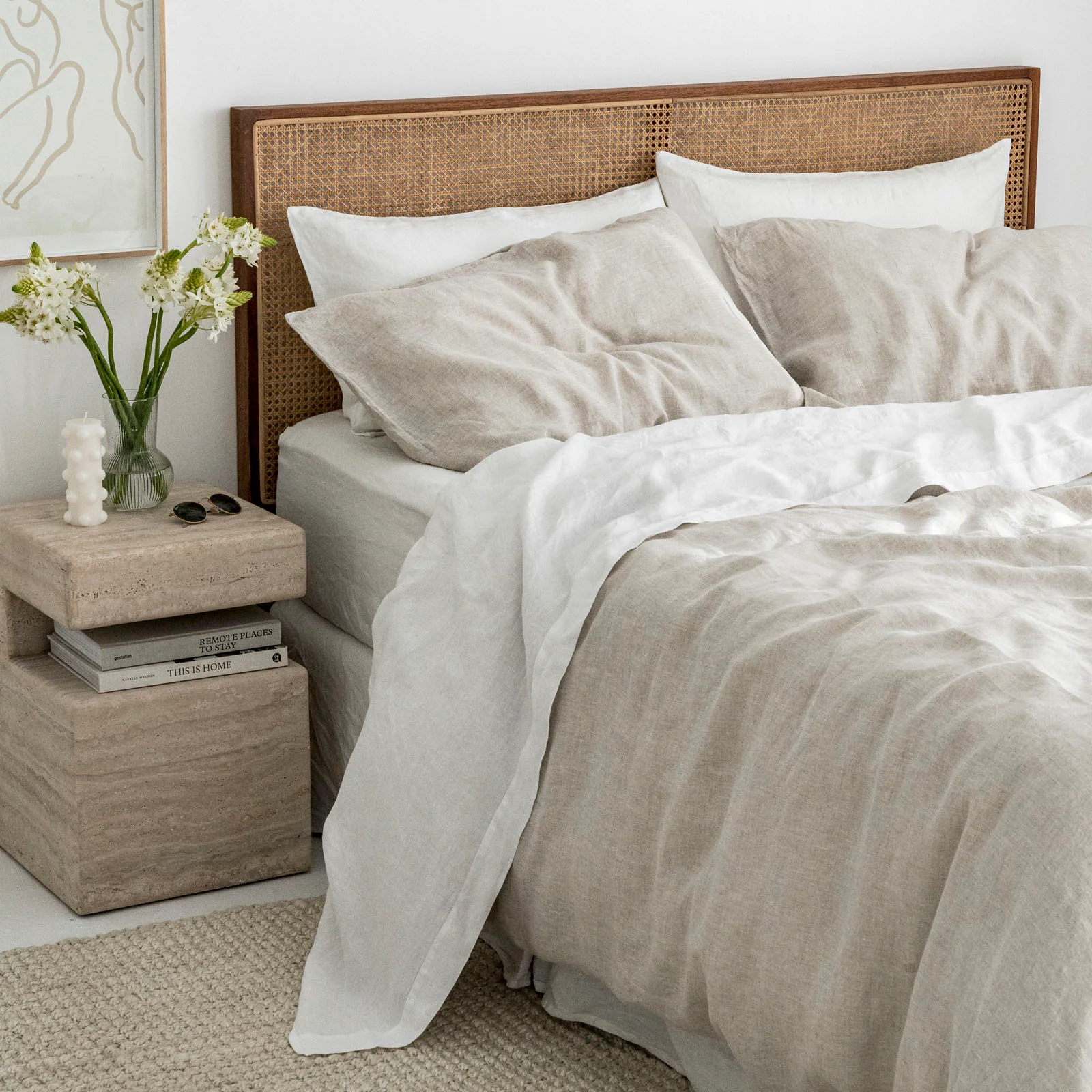 French Flax Linen Sheet Set in White - Image 12