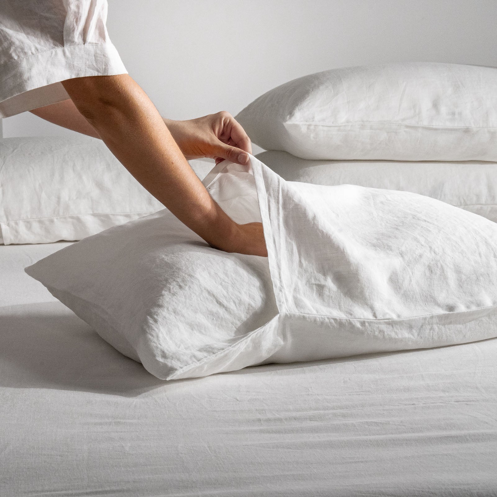 French Flax Linen Sheet Set in White - Image 8