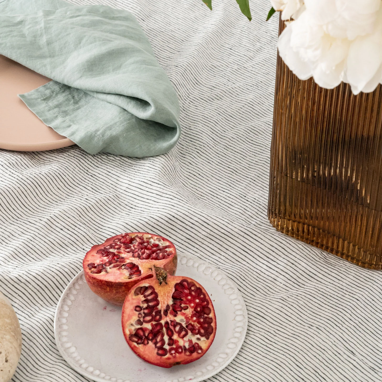 French Flax Linen Table Cloth in Pinstripe - Image 5