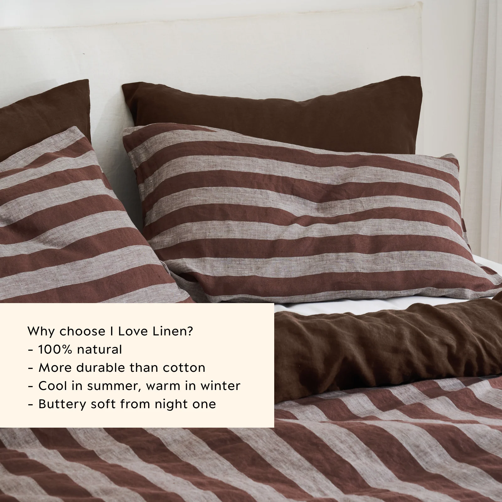 Standard Pillowcase Set in Chocolate Stripe - Image 8